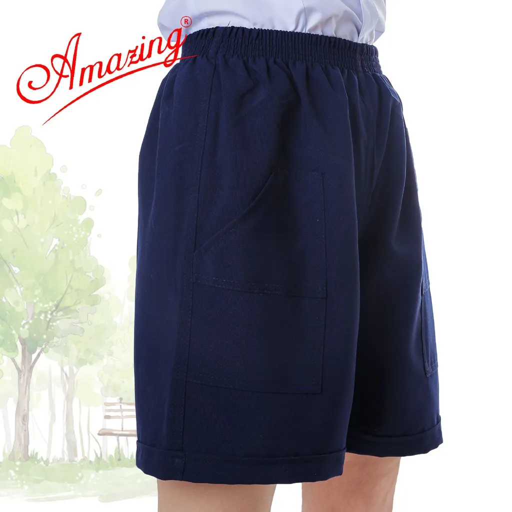 Ảnh Quần đùi, short lưng thun học sinh cấp 1, màu xanh đi học, 2 túi đắp ngoài, từ 14 đến 95kg, AMAZING 4