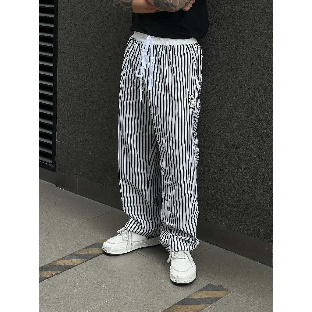 Ảnh Quần vải thô kẻ sọc Wide Leg The Bad God Palazzo Dáng Rộng 1
