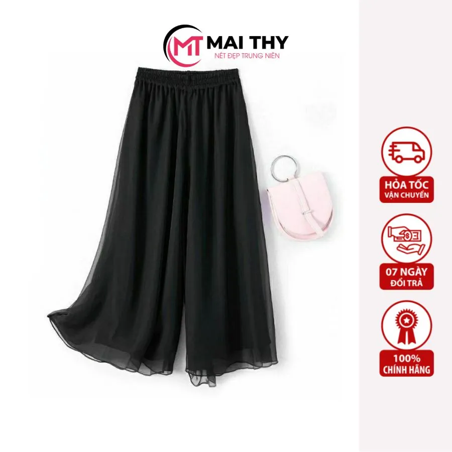 Ảnh Quần Voan Trung Niên MAI THY Q016, Mẫu Quần Dài Nữ Ống Rộng Chất Voan Lụa Sang Trọng Cao Cấp | Thời Trang Trung Niên U40 2
