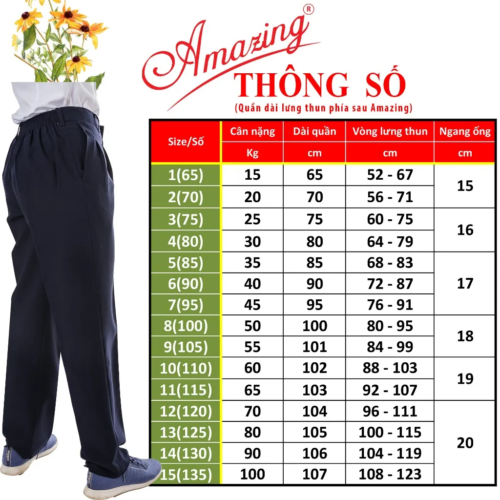 Ảnh Quần xanh học sinh lưng thun, đồng phục đi học, xếp 2 ly, dây kéo,form rộng, từ 20 đến 95kg, AMAZING 2
