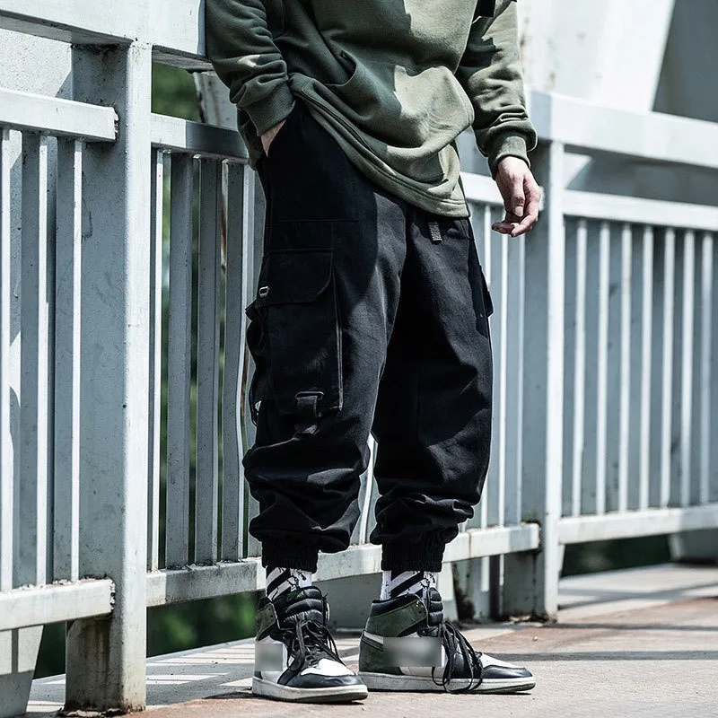 Ảnh Quần yếm hip hop dáng rộng phong cách chức năng nam IELGY 2