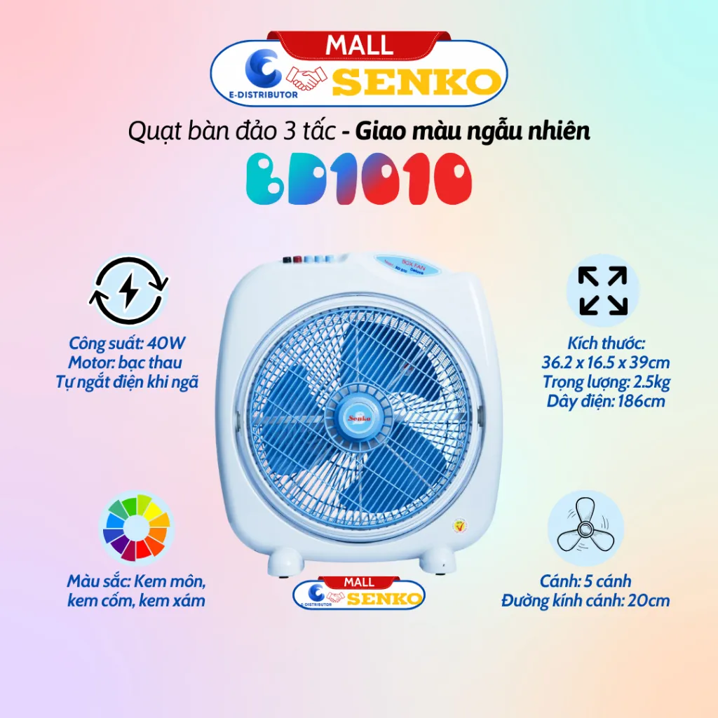 Ảnh Quạt bàn đảo Senko 2 tấc BD230 - 3 tấc BD1010/BD1012 - 4 tấc BD1410 - Màu ngẫu nhiên - Chính hãng 3