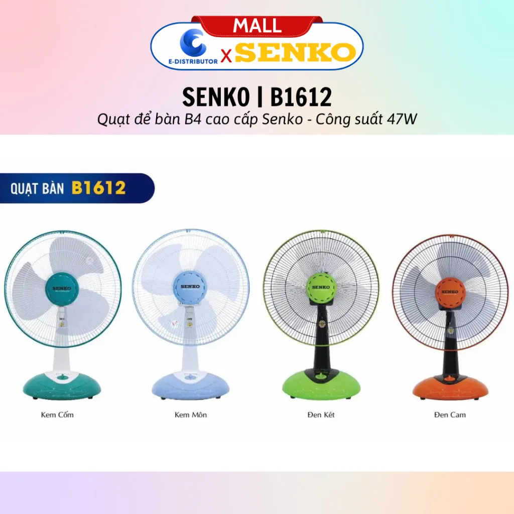 Ảnh Quạt bàn B4 Senko B1612 - Giao màu ngẫu nhiên - Hàng Chính Hãng 3