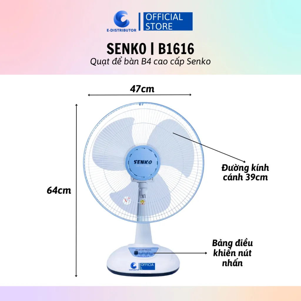 Ảnh Quạt bàn B4 Senko B1612/B1616 - Giao màu ngẫu nhiên - Hàng Chính Hãng 3