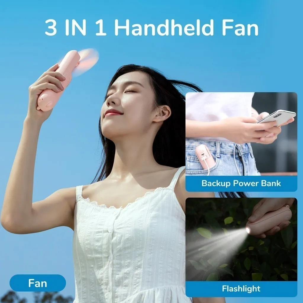 Ảnh Quạt Cầm Tay 3 in 1 JISULIFE F8X Plus 4500mAh Tích Hợp Sạc Dự Phòng - Đèn Pin Siêu Sáng Bảo Hành 12 tháng 3