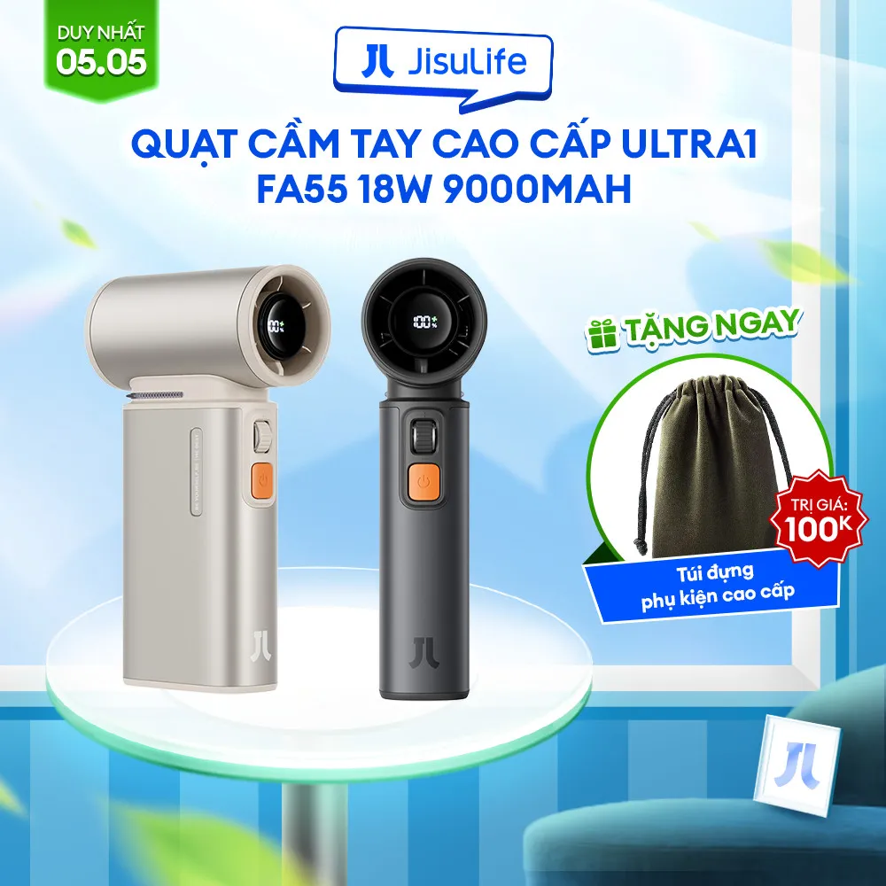 Ảnh Quạt Cầm Tay Cao Cấp 9000mAh JISULIFE FA55 Ultra1 Sạc Nhanh 18W | 100 Cấp Gió | Sử Dụng 1H-6H | Bảo Hành Chính Hãng 12T 1