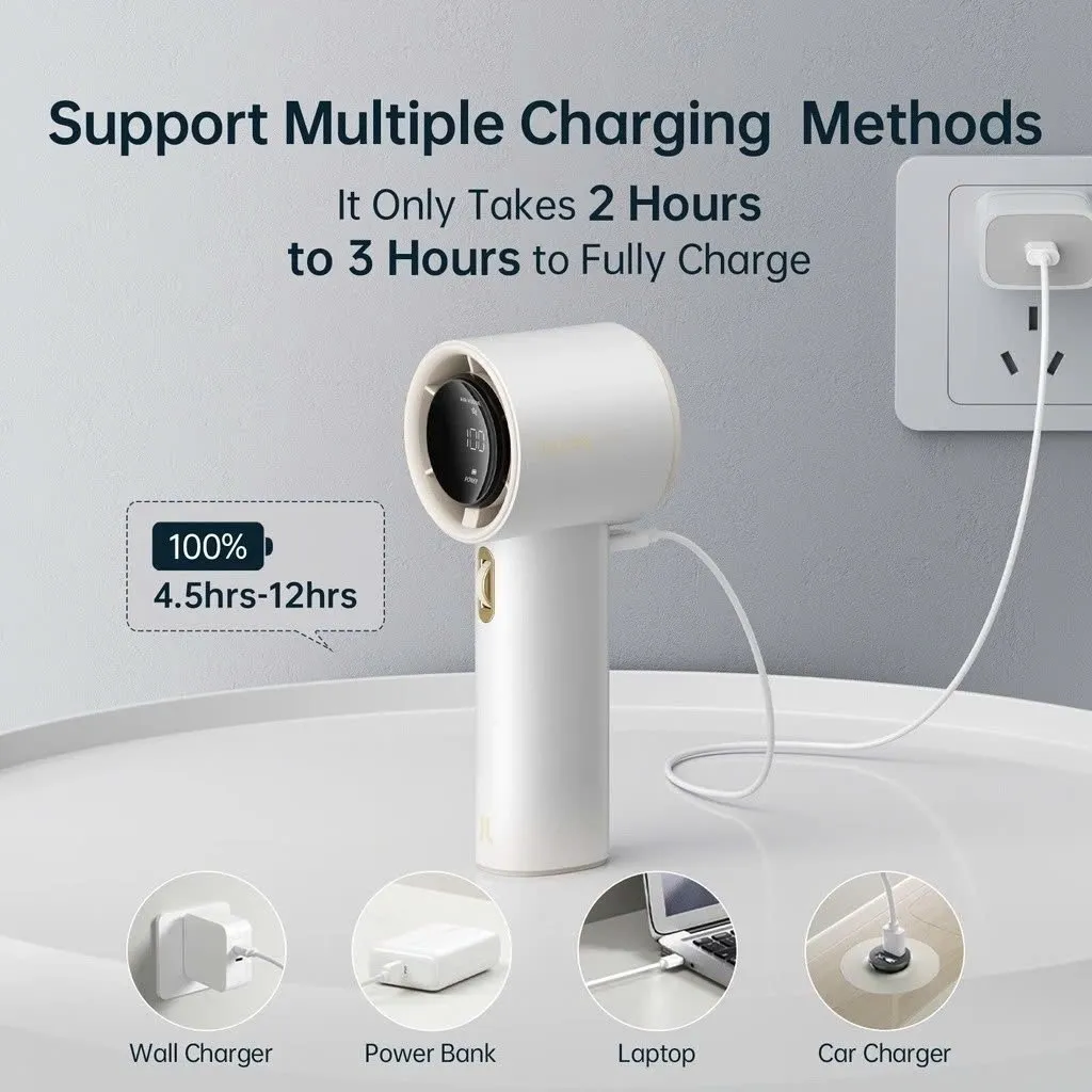 Ảnh Quạt Cầm Tay Cao Cấp JISULIFE FA53 Pro1/Pro1 S | Con Lăn 100 Cấp Gió - LED Hiển Thị Pin - Sử Dụng Đến 15H | Bảo Hành 12T 3