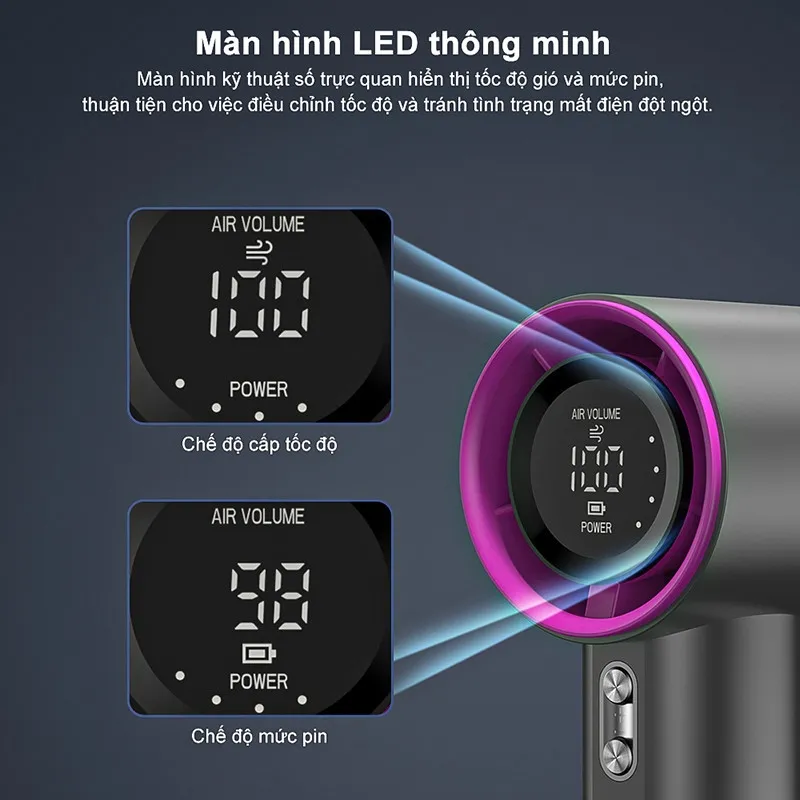 Ảnh Quạt Cầm Tay Mini Làm Mát Nhanh HOKU 100 Mức Gió Hiển Thị Kỹ Thuật Số Pin 4000mAh Sử Dụng Lên Đến 12H QCT07 1