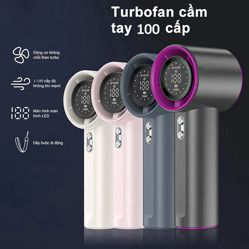 Ảnh Quạt Cầm Tay Mini Làm Mát Nhanh HOKU 100 Mức Gió Hiển Thị Kỹ Thuật Số Pin 4000mAh Sử Dụng Lên Đến 12H QCT07 3