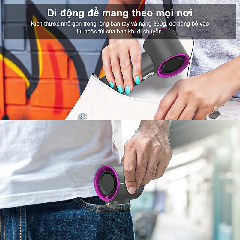 Ảnh Quạt Cầm Tay Mini Làm Mát Nhanh HOKU 100 Mức Gió Hiển Thị Kỹ Thuật Số Pin 4000mAh Sử Dụng Lên Đến 12H QCT07 4
