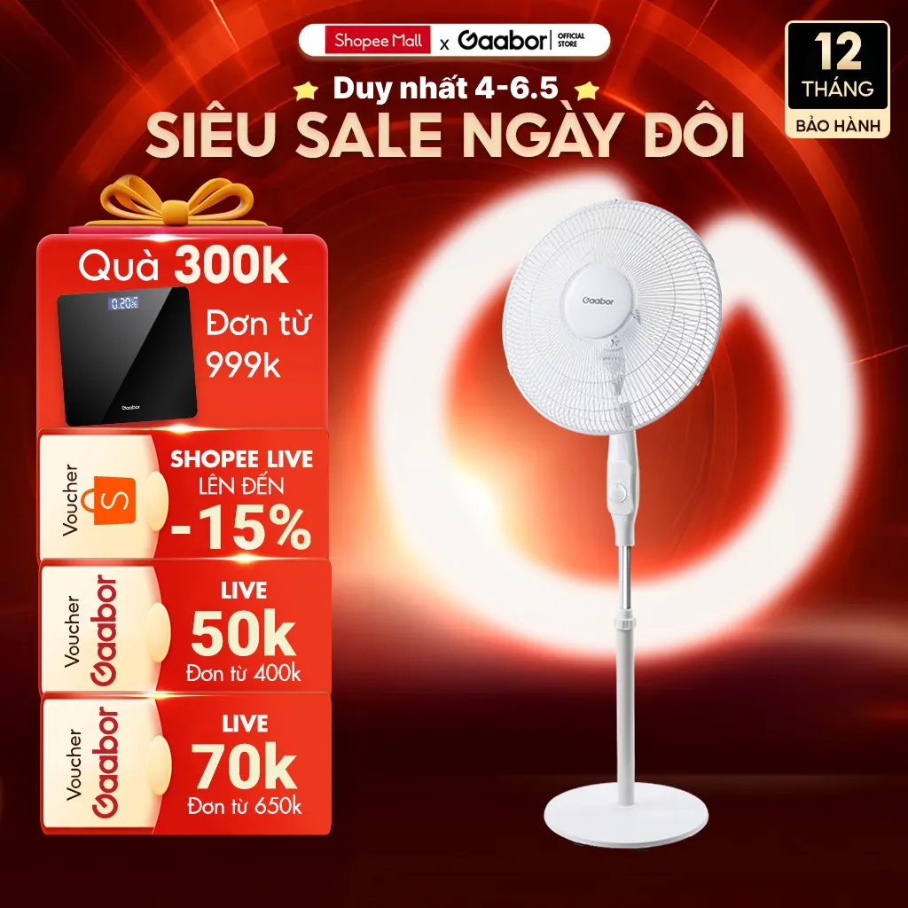 Ảnh Quạt cây đứng Gaabor FM430M-WH05A xoay tự động tuần hoàn có 3 chế độ gió tùy chỉnh - Hàng chính hãng 1
