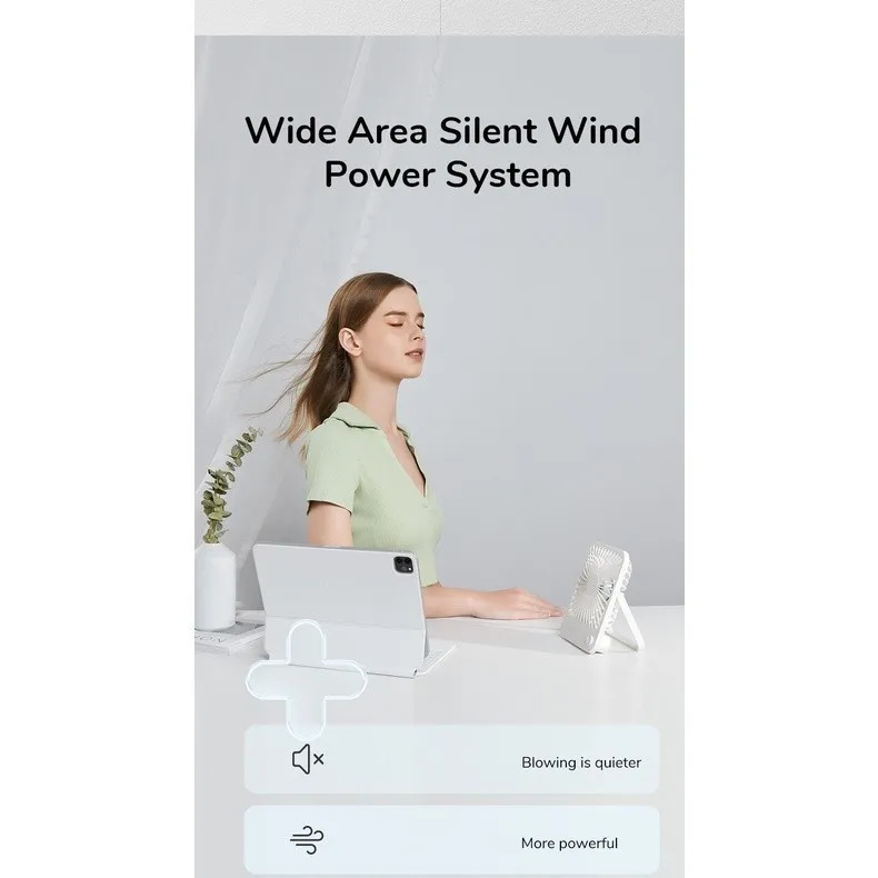 Ảnh Quạt Để Bàn Tích Điện 4 Cấp Độ Gió JISULIFE FA26A | Pin 2000mAh Sử Dụng Lên Đến 6H | Bảo Hành Chính Hãng 12 Tháng 2