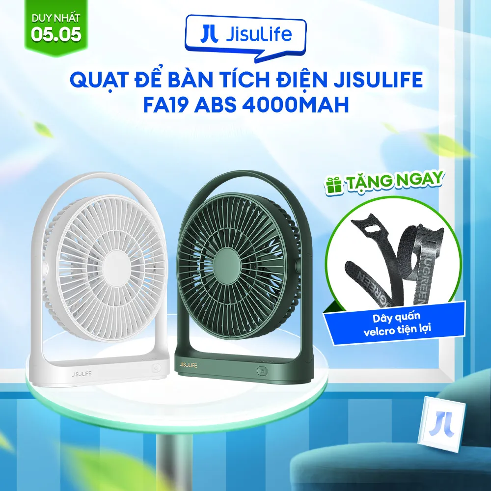 Đánh Giá Quạt Tích Điện JISULIFE FA19: Pin 4000mAh, Xoay 330°, Dùng 15H