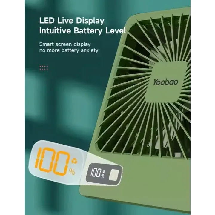 Ảnh Quạt để bàn tích điện mini Yoobao Q3C 3000/5000mAh | Công suất 3W | 4 cấp độ gió | Màn hình LED | Bảo hành 12 tháng 1