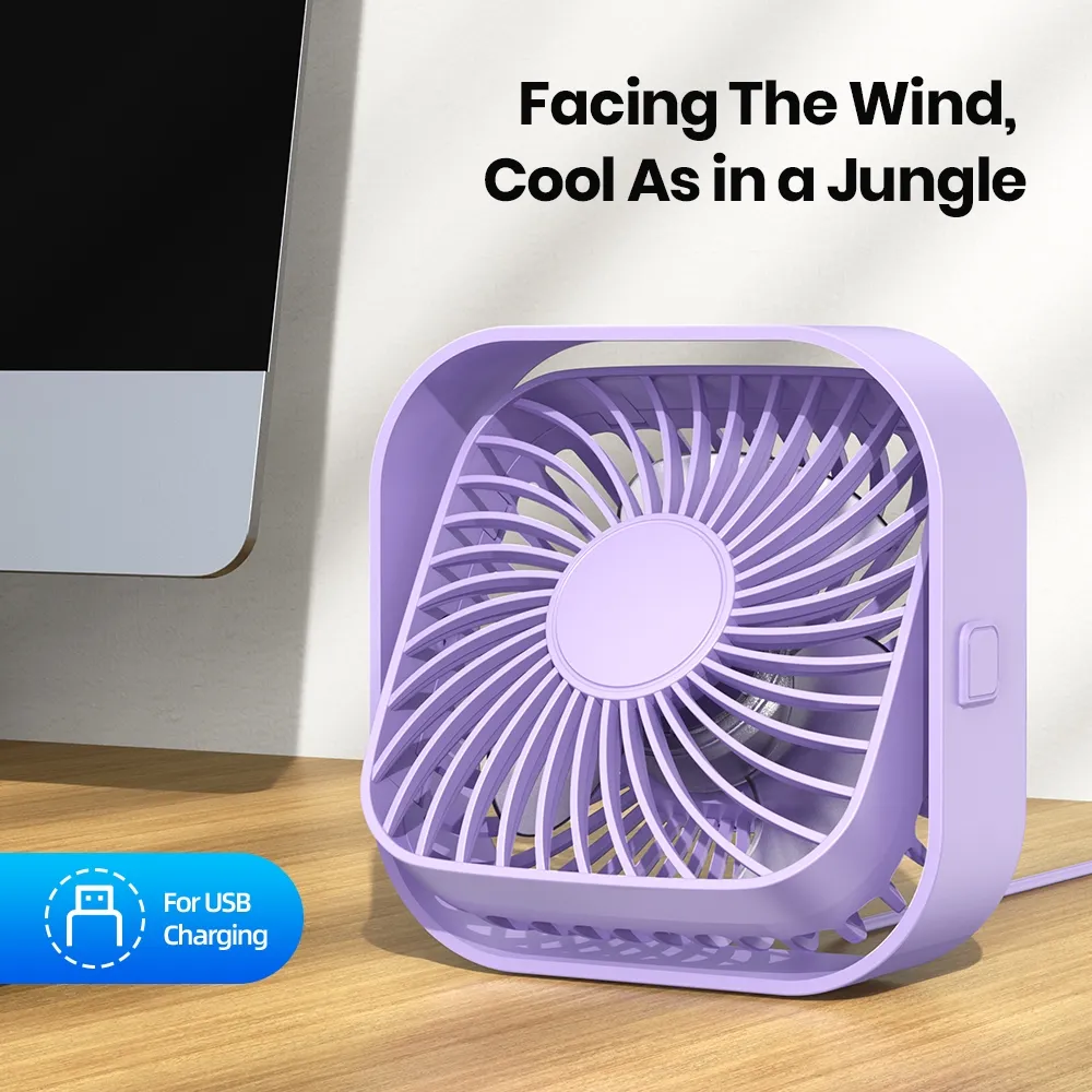 Ảnh Quạt để bàn TOPK K51 mini cổng USB không ồn 3 tốc độ gió 5 inch xoay 360° cho bàn văn phòng tại nhà 3