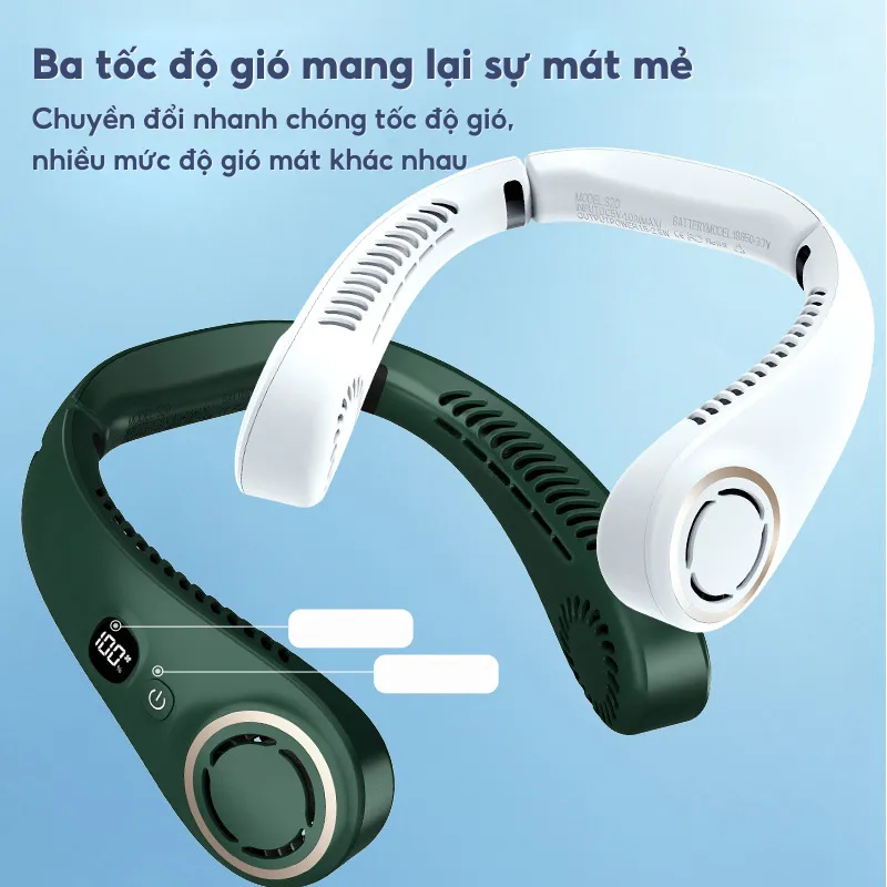 Ảnh Quạt Đeo Cổ HOKU Tích Điện Không Cánh Siêu Mát 360 Độ 3 Chế Độ Mát Sử Dụng Lên Đến 16H Chính Hãng QDC03 3