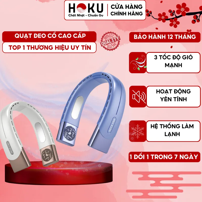 Ảnh Quạt Đeo Cổ Làm Mát HOKU 5 Cấp Độ Gió Làm Mát Nhanh Không Gây Tiếng Ồn, Thời Gian Sử Dụng Lên Tới 10H QDC02 1