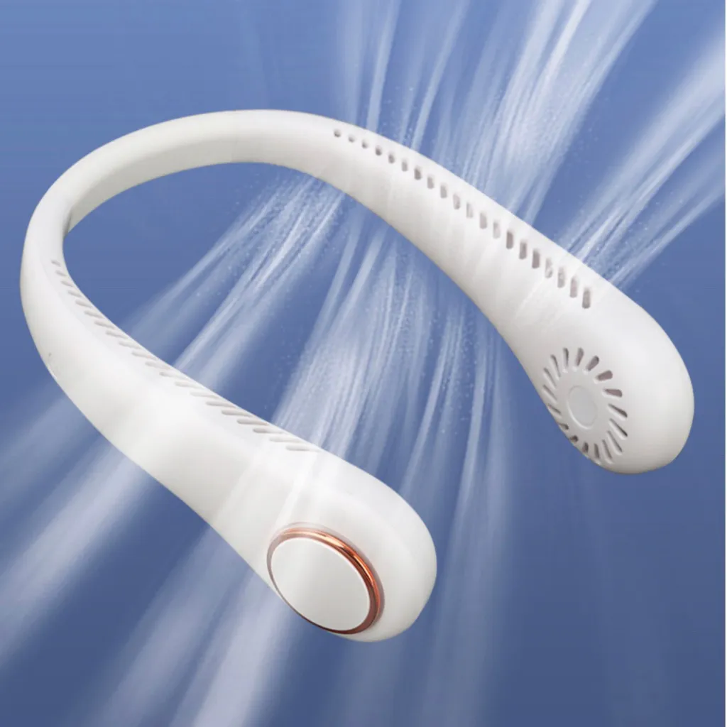 Ảnh Quạt đeo cổ tích điện siêu mát, quạt đeo cổ không cánh pin 2500mAH chạy cực êm và bền, ba cấp độ gió cổng sạc USB 3