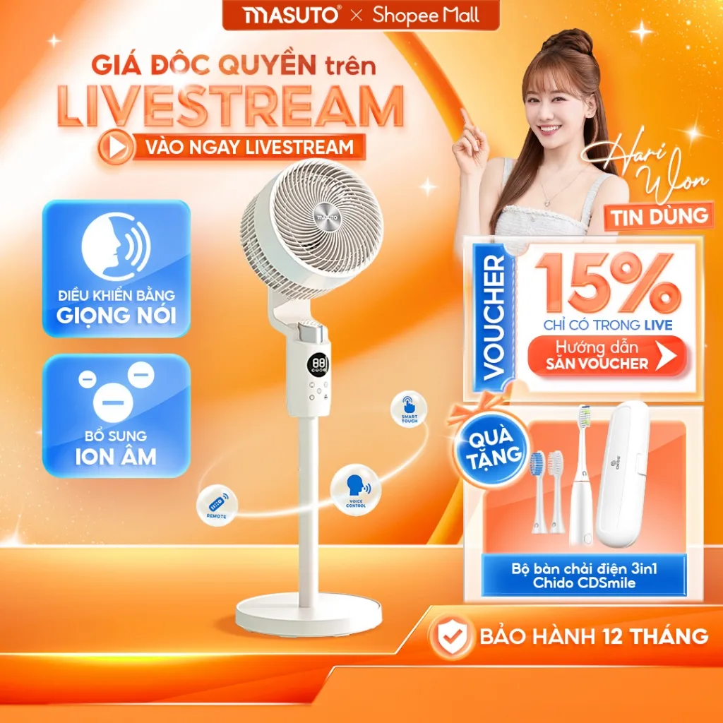 Ảnh Quạt Điện Cây Masuto Thông Minh AI Điều Khiển Bằng Giọng Nói Quạt Mát Ion Âm Bổ Sung Oxy Điều Hòa Không Khí Remote Từ Xa 1