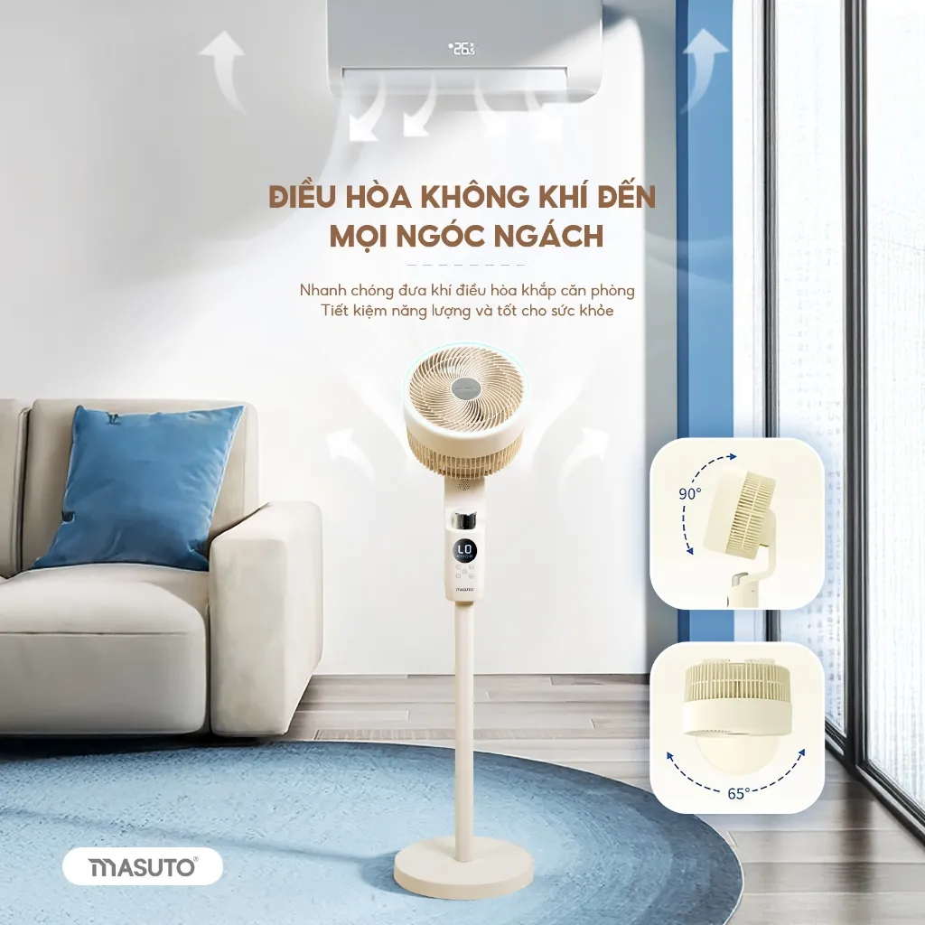 Ảnh Quạt Điện Cây Masuto Thông Minh AI Điều Khiển Bằng Giọng Nói Quạt Mát Ion Âm Bổ Sung Oxy Điều Hòa Không Khí Remote Từ Xa 3