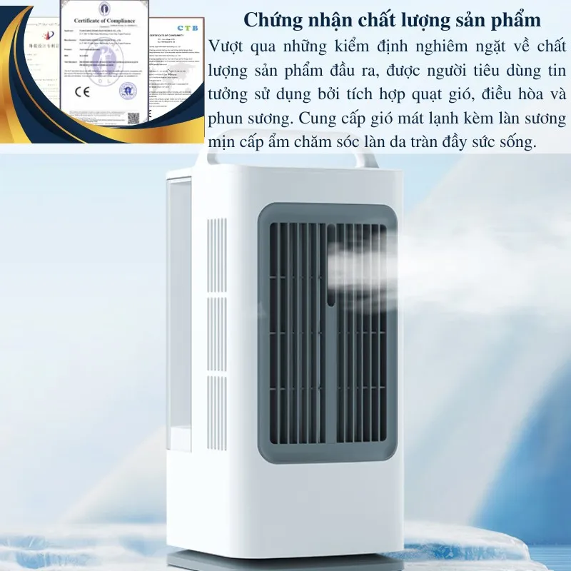 Ảnh Quạt Điều Hòa Hơi Nước HOKU Quạt Phun Sương Để Bàn 3 Chế Độ Gió Mát Lạnh Dung Tích Chứa 1,7L Có Thể Quay 180 Độ 2