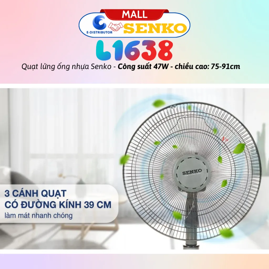 Ảnh Quạt Lửng Ống Nhựa Senko L1638 - Công suất 47W - Màu tuỳ chọn - Hàng Chính Hãng 4
