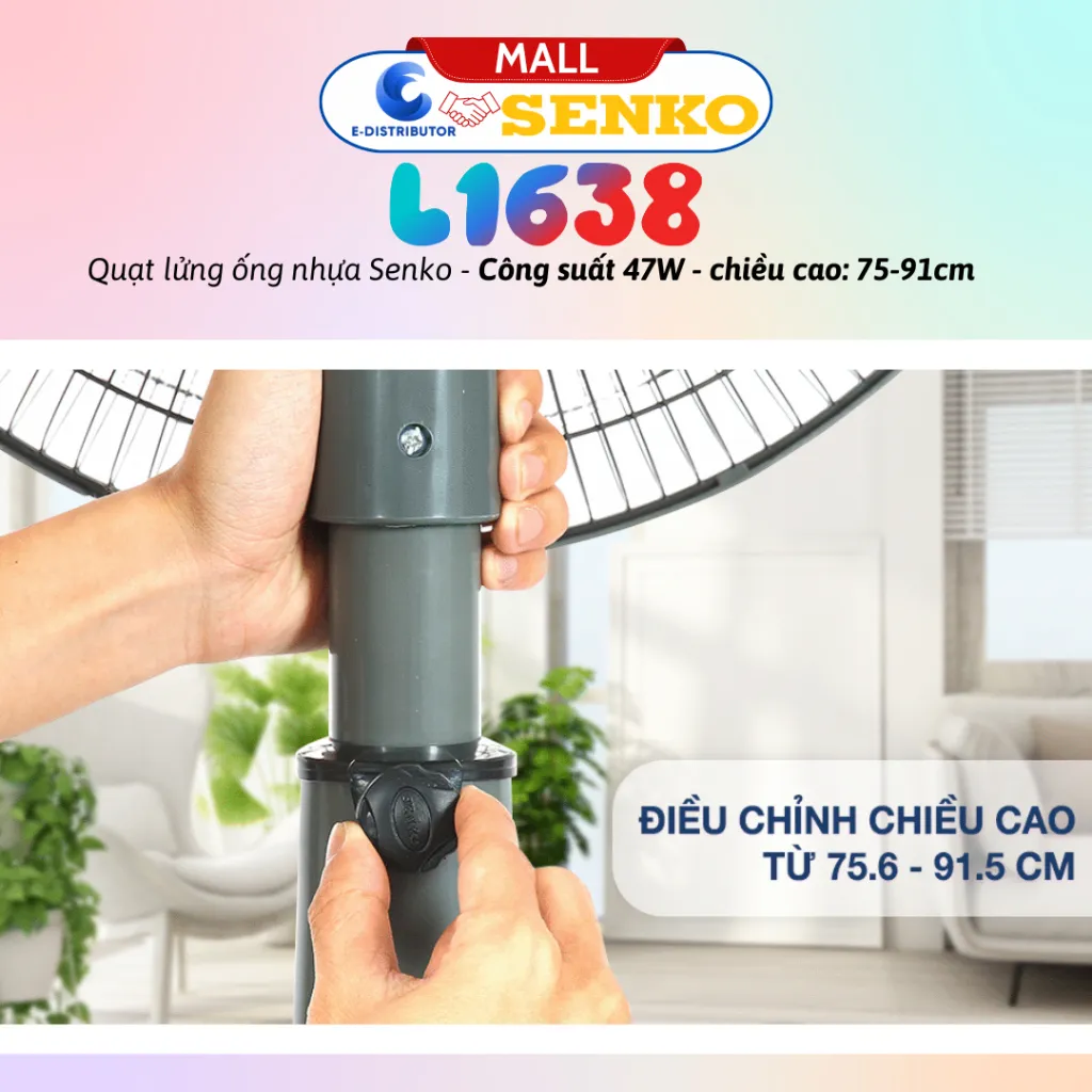 Ảnh Quạt lửng ống nhựa Senko L1638 - Công suất 47W - Màu tuỳ chọn - Hàng chính hãng - Bảo hành 24 tháng 4
