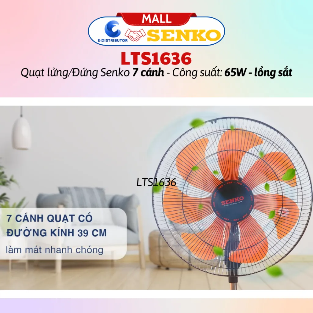 Ảnh Quạt lửng thân sắt 7 cánh Senko LTS1636 - Màu tuỳ chọn - Hàng chính hãng 4