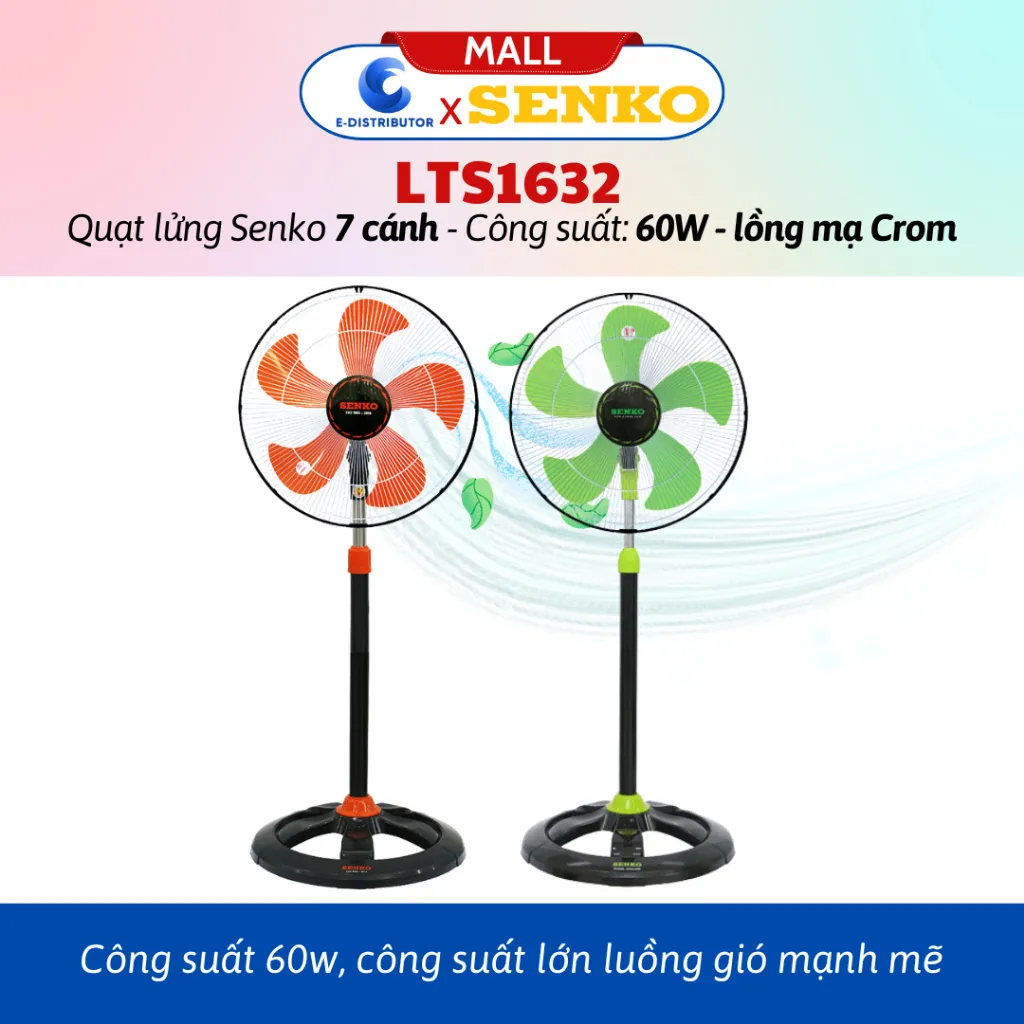 Ảnh Quạt lửng thân sắt Senko LTS1632 (lồng mạ Crom) - Màu ngẫu nhiên - Hàng Chính Hãng 4