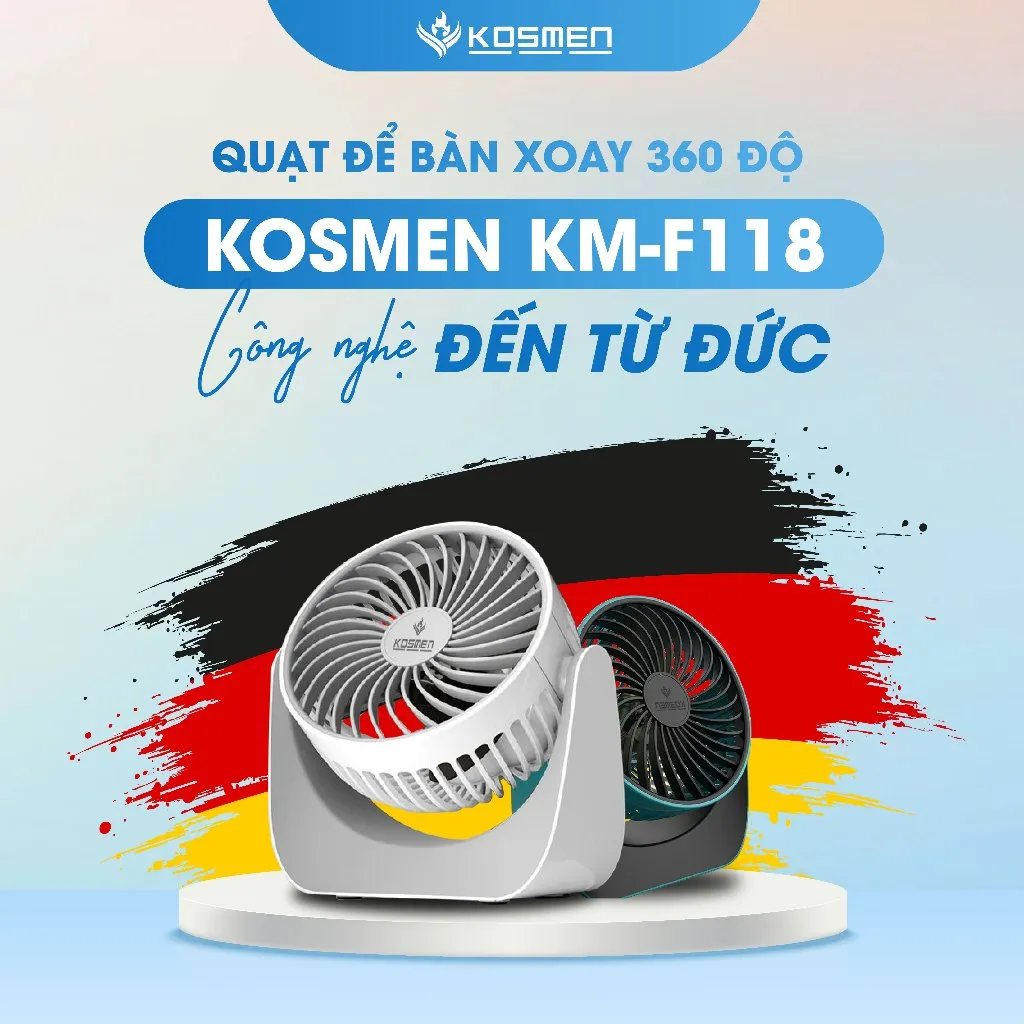 Ảnh Quạt Mini Để Bàn Kosmen F118 Có Lưới Bảo Vệ , Dung Lượng Pin Khủng, Xoay 360 Độ - Hàng Chính Hãng 2