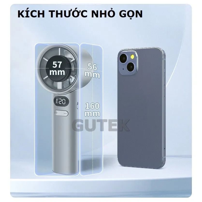 Ảnh Quạt mini tích điện cầm tay nhỏ gọn nhiều tốc độ gió mát - Gutek M11 2