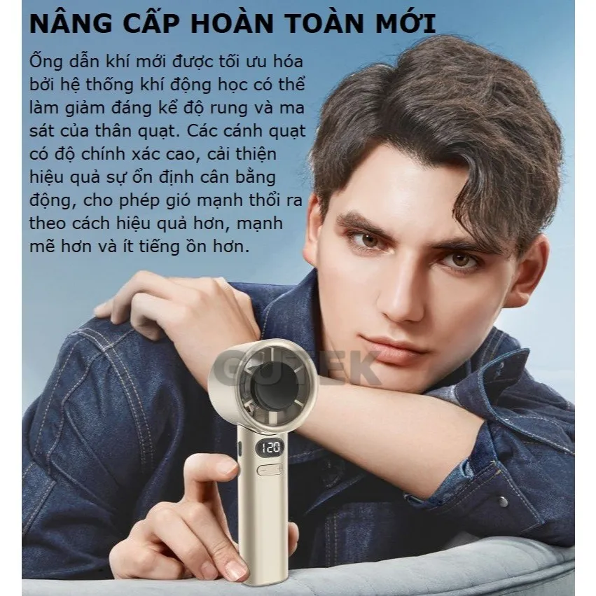 Ảnh Quạt mini tích điện cầm tay nhỏ gọn nhiều tốc độ gió mát - Gutek M11 3