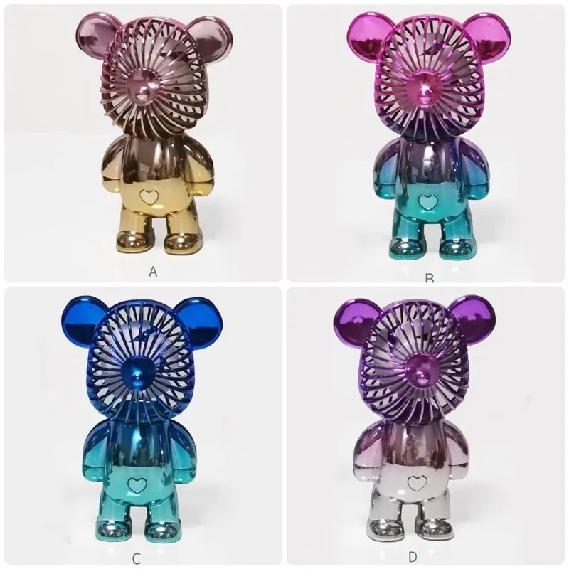 Ảnh Quạt mini tích điện NIKITO cầm tay hình gấu Bearbrick siêu dễ thương có cổng sạc USB 2
