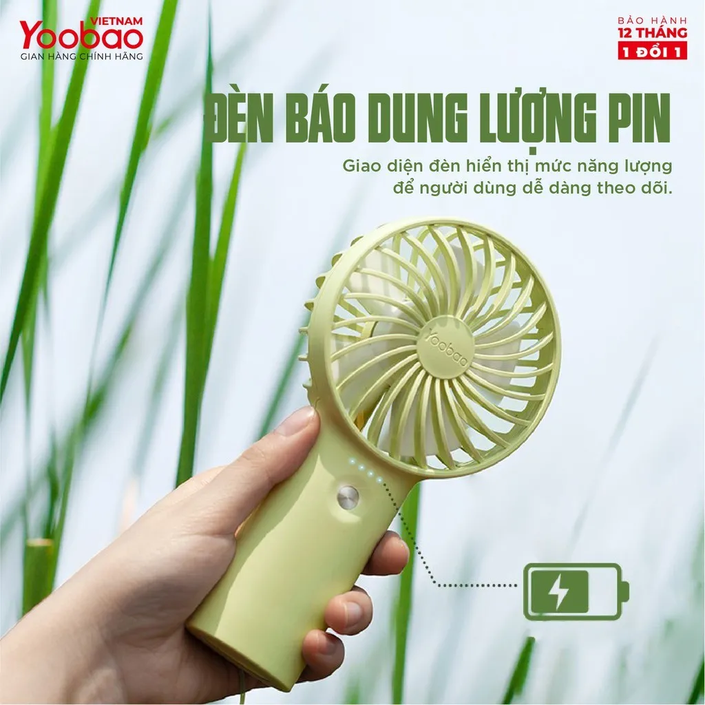 Ảnh Quạt sạc mini để bàn làm việc YOOBAO F3 6000mAh/3000mAh - có thể chạy 32 giờ - Bảo hành 12 tháng 4