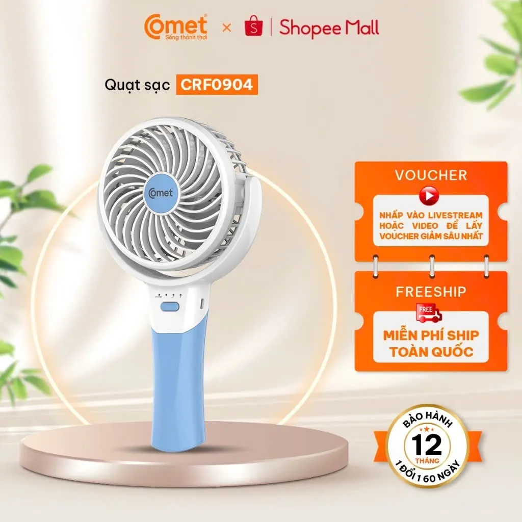 Ảnh Quạt Sạc quạt Mini Gấp Gọn Cầm Tay Comet Nhỏ Gọn Sạc USB Tiện Lợi, sử dụng lên tới 12 tiếng 1