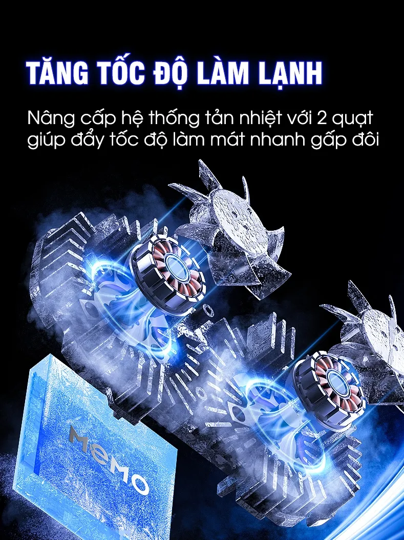 Ảnh Quạt tản nhiệt điện thoại MEMO DL21 live stream 2 quạt tăng tốc làm lạnh hỗ trợ giá đỡ tripod chơi game liên quân PUBG 2
