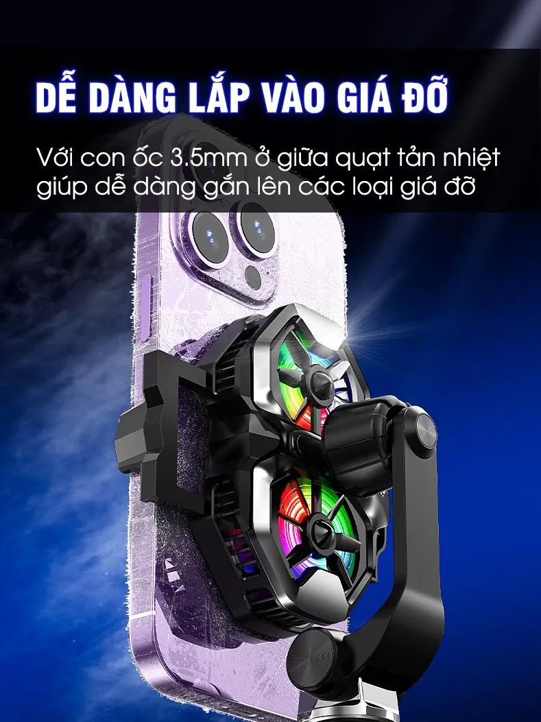 Ảnh Quạt tản nhiệt điện thoại MEMO DL21 live stream 2 quạt tăng tốc làm lạnh hỗ trợ giá đỡ tripod chơi game liên quân PUBG 3