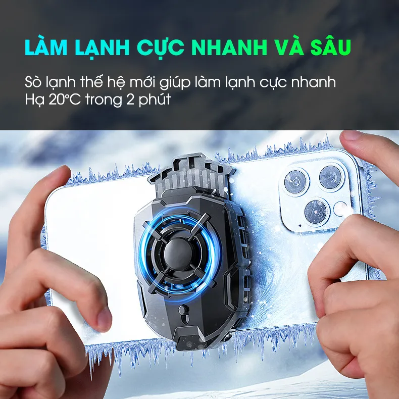 Ảnh Quạt tản nhiệt điện thoại MEMO DLA7 sò lạnh làm mát sâu chống ồn led gaming chơi game liên quân tốc chiến pubg ff mobile 4