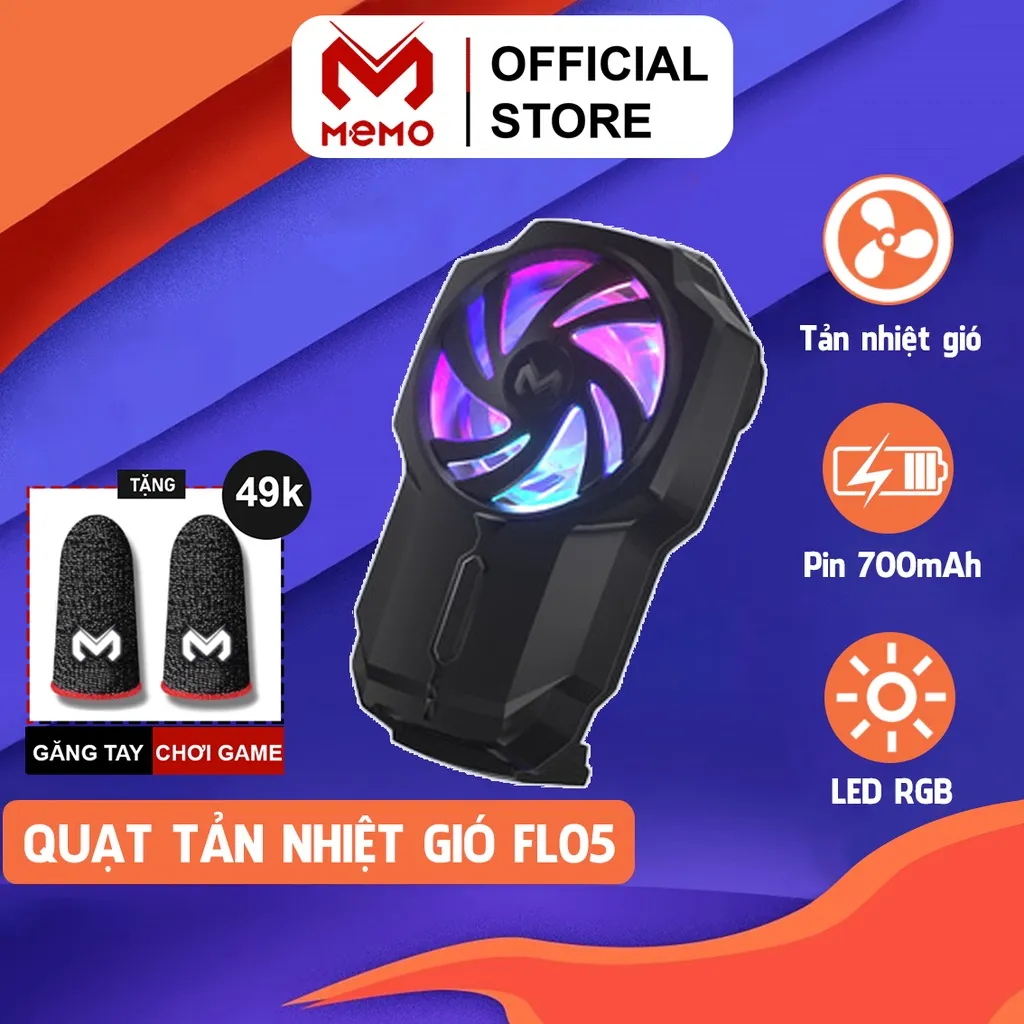 Ảnh Quạt tản nhiệt điện thoại MEMO FL05 không dây có pin 700 mAh điều chỉnh độ gió 3 mức chơi game MOBA FPS LIÊN QUÂN PUBG 1