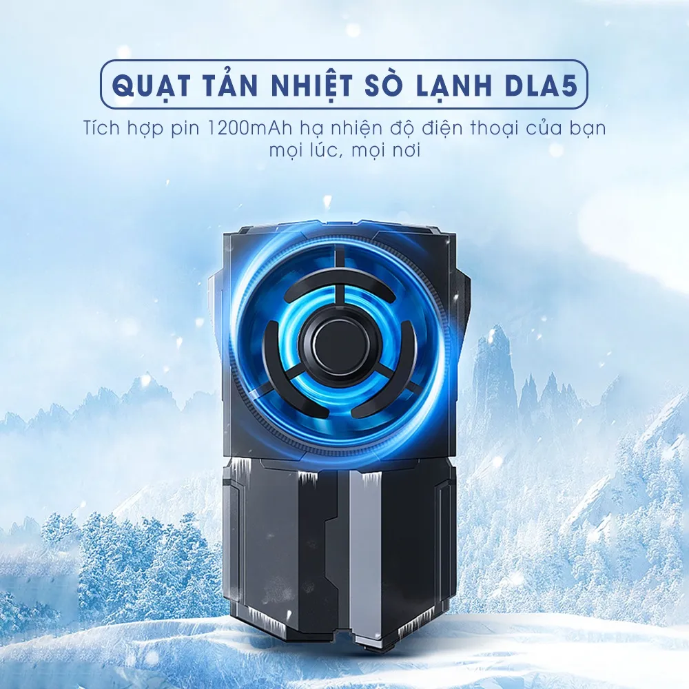 Ảnh Quạt tản nhiệt điện thoại sò lạnh pin không dây MEMO DLA5 pin 1200mAh nhỏ gọn làm mát nhanh chống ồn LED gaming 3