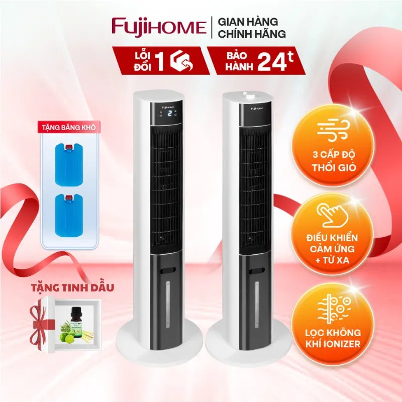 Ảnh Quạt tháp hơi nước lọc không khí FUJIHOME Màn led hiển thị, điều khiển từ xa, bảo hành 24 tháng 1