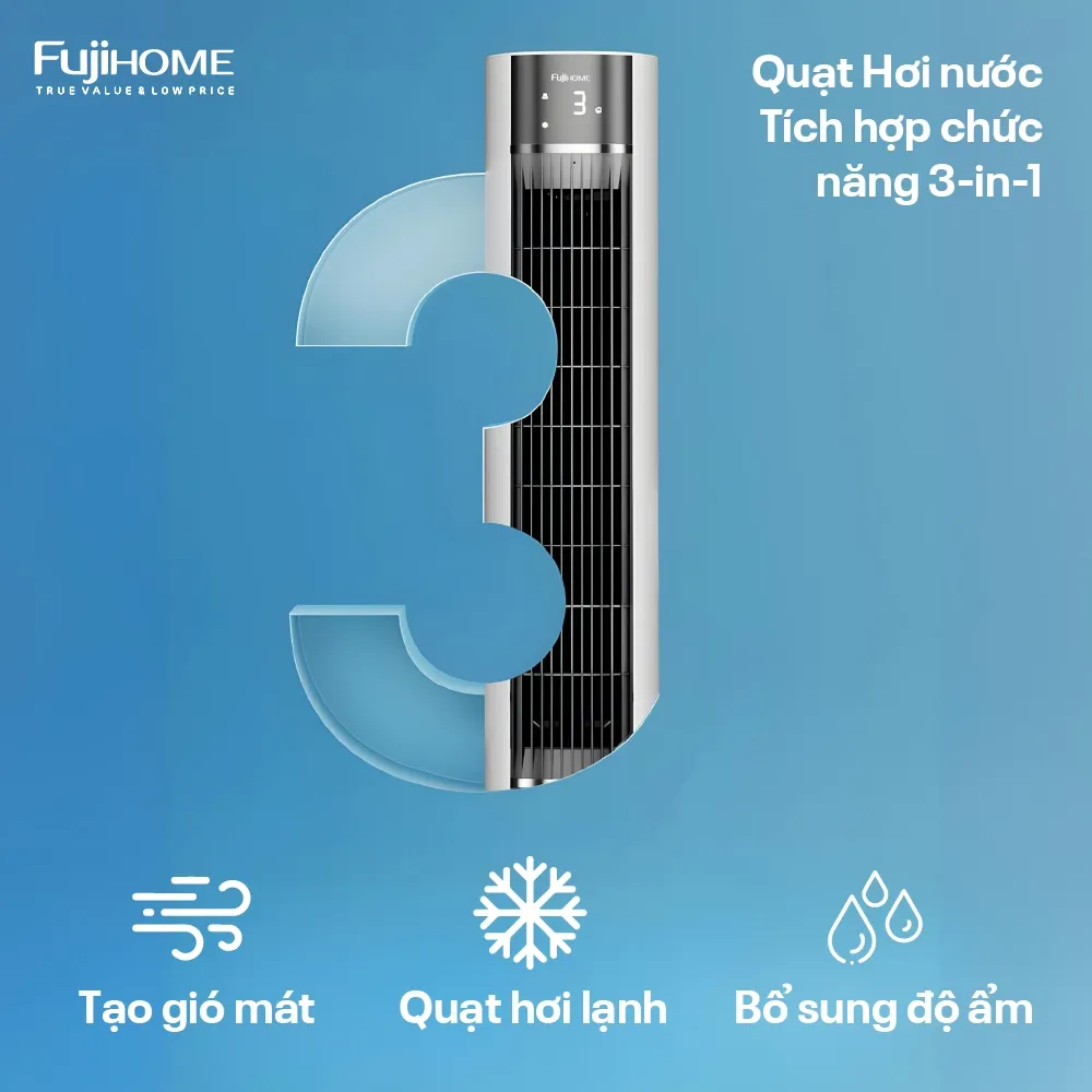Ảnh Quạt tháp hơi nước lọc không khí FUJIHOME Màn led hiển thị, điều khiển từ xa, bảo hành 24 tháng 4