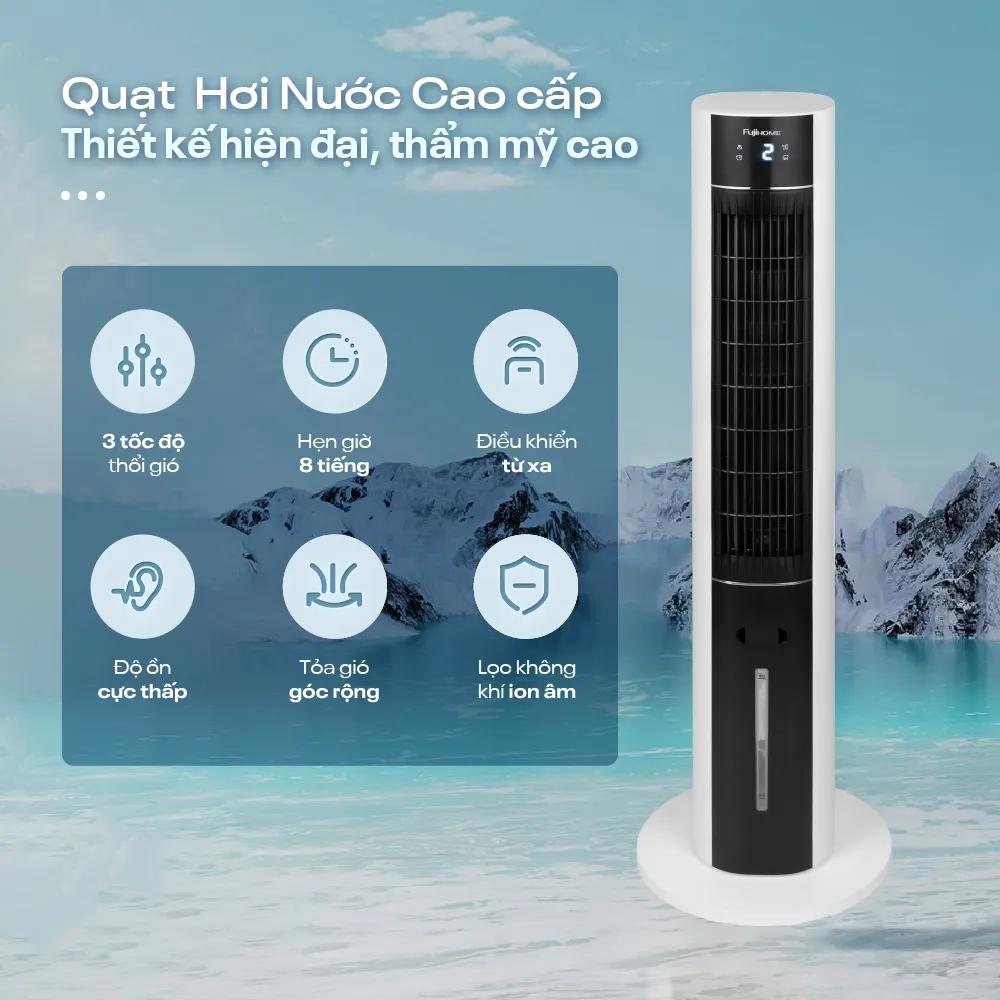 Ảnh Quạt tháp hơi nước nhập khẩu FUJIHOME AC-18LE Điều khiển từ xa, 3 cấp độ gió, lọc không khí ionizer 2