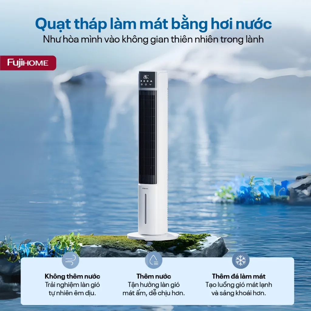 Ảnh Quạt tháp hơi nước tích hợp lọc không khí Ion Fujihome AC-DT5E - TẶNG KÈM 2 HỘP ĐÁ KHÔ - BH 24 tháng 3