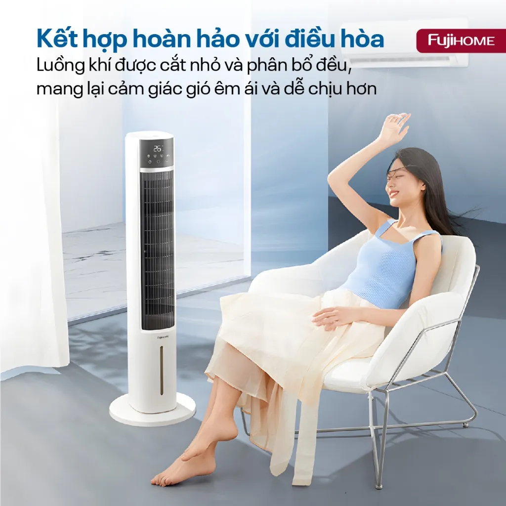 Ảnh Quạt tháp hơi nước tích hợp lọc không khí Ion Fujihome AC-DT5E - TẶNG KÈM 2 HỘP ĐÁ KHÔ - BH 24 tháng 4