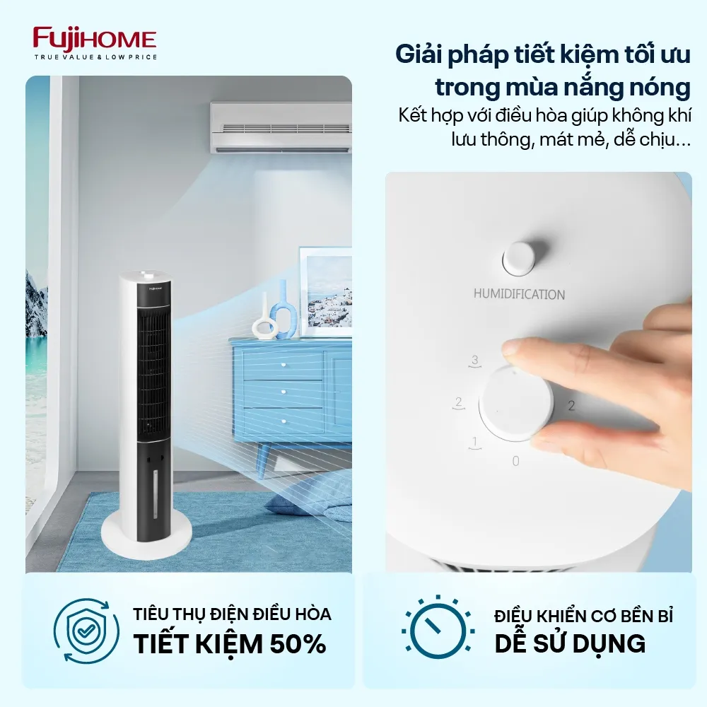 Ảnh Quạt tháp điều hoà cao cấp Fujihome AC-18LM thiết kế hiện đại, nhỏ gọn, 3 cấp độ gió, động cơ bền bỉ 1