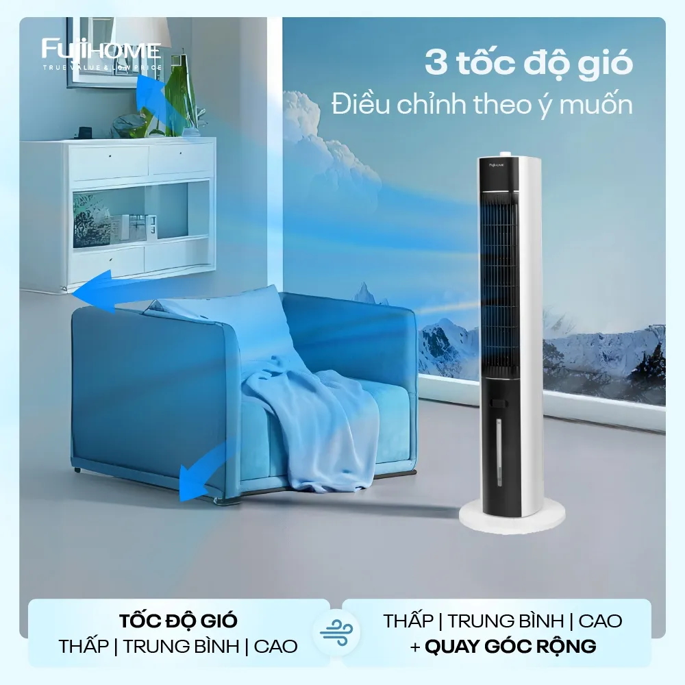 Ảnh Quạt tháp điều hoà cao cấp Fujihome AC-18LM thiết kế hiện đại, nhỏ gọn, 3 cấp độ gió, động cơ bền bỉ 4