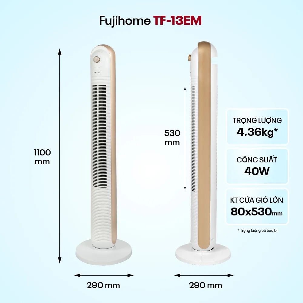 Đánh Giá Quạt Tháp FUJIHOME TF-13EM: Thiết Kế Sang Trọng, Êm Ái, An Toàn