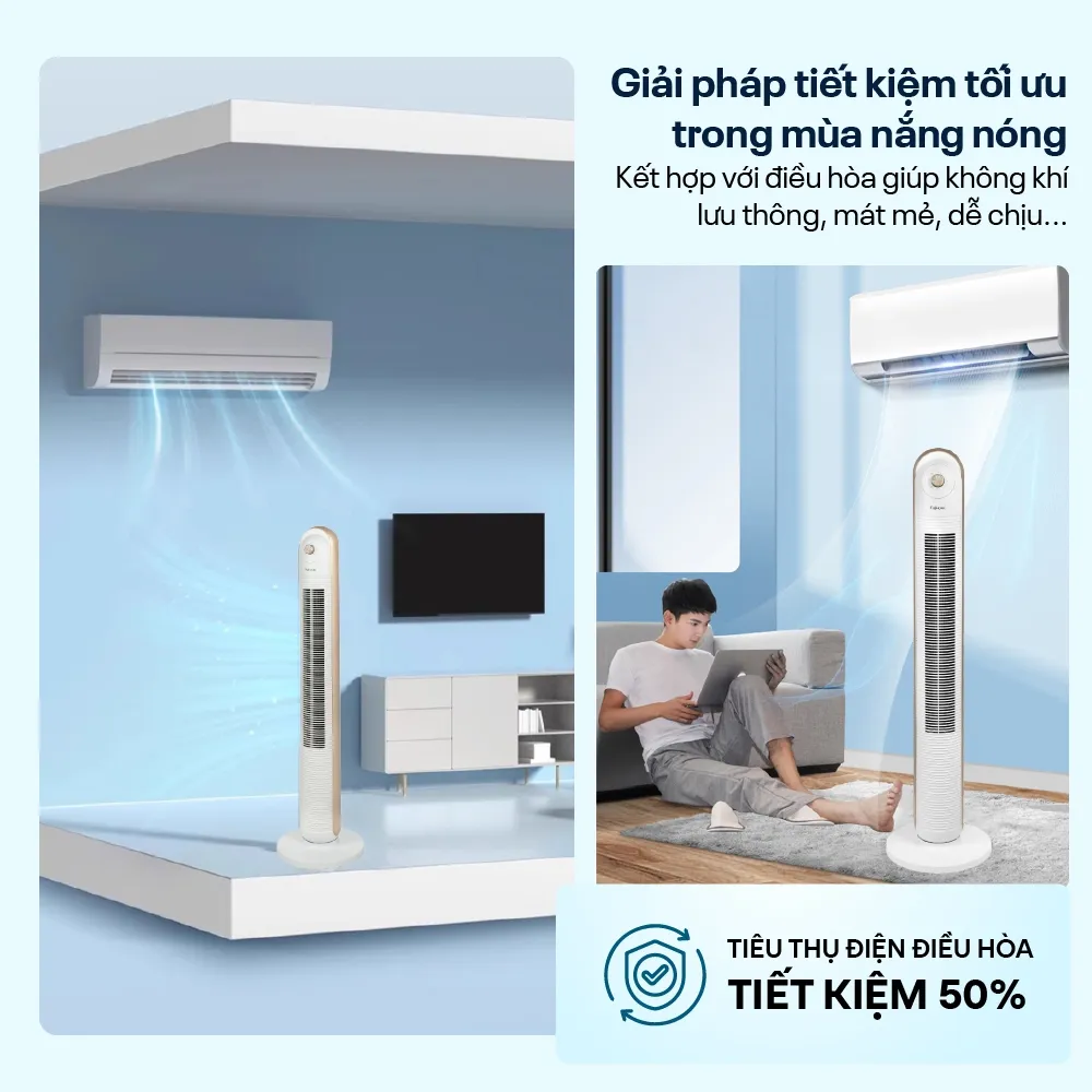 Ảnh Quạt tháp điều hòa nhập khẩu FUJIHOME TF-13EM, thiết kế hiện đại, sang trọng, 3 chế độ gió 4