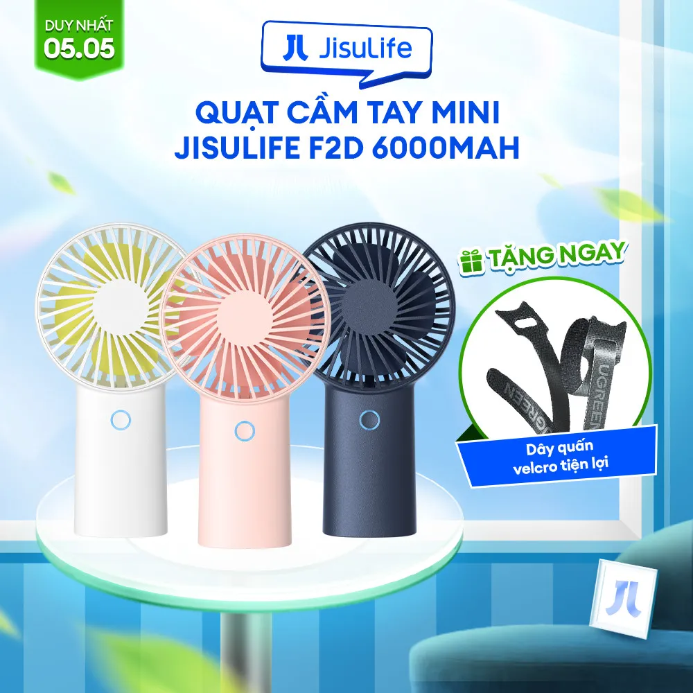 Ảnh Quạt Tích Điện Cầm Tay Mini 6000mAh JISULIFE F2D | 3 Cấp Độ Gió | Sử Dụng Lên Đến 30H | Bảo Hành Chính Hãng 12 Tháng 1